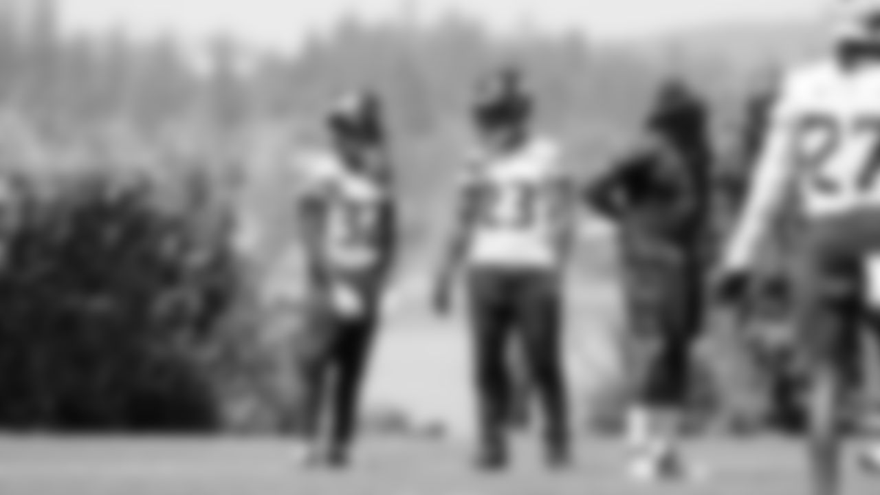 Seahawks safety Jerrick Reed II (32) and safety D'Anthony Bell (23) participated in a workout on day one of minicamp on Tuesday, June 10, 2025 at the Virginia Mason Athletic Center.