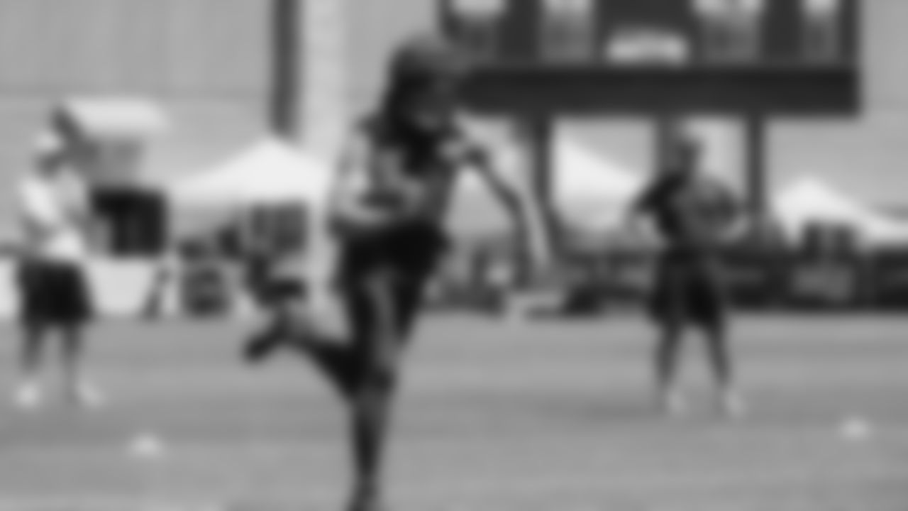 Seahawks tight end Eric Saubert (81) practiced on day two of training camp on July 24, 2025 at the Virginia Mason Athletic Center.