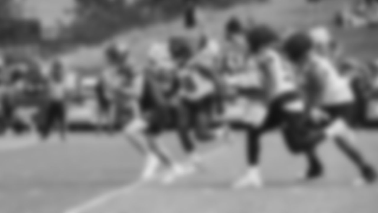 Seahawks quarterback Sam Darnold (14) practiced on day three of training camp on July 25, 2025 at the Virginia Mason Athletic Center.