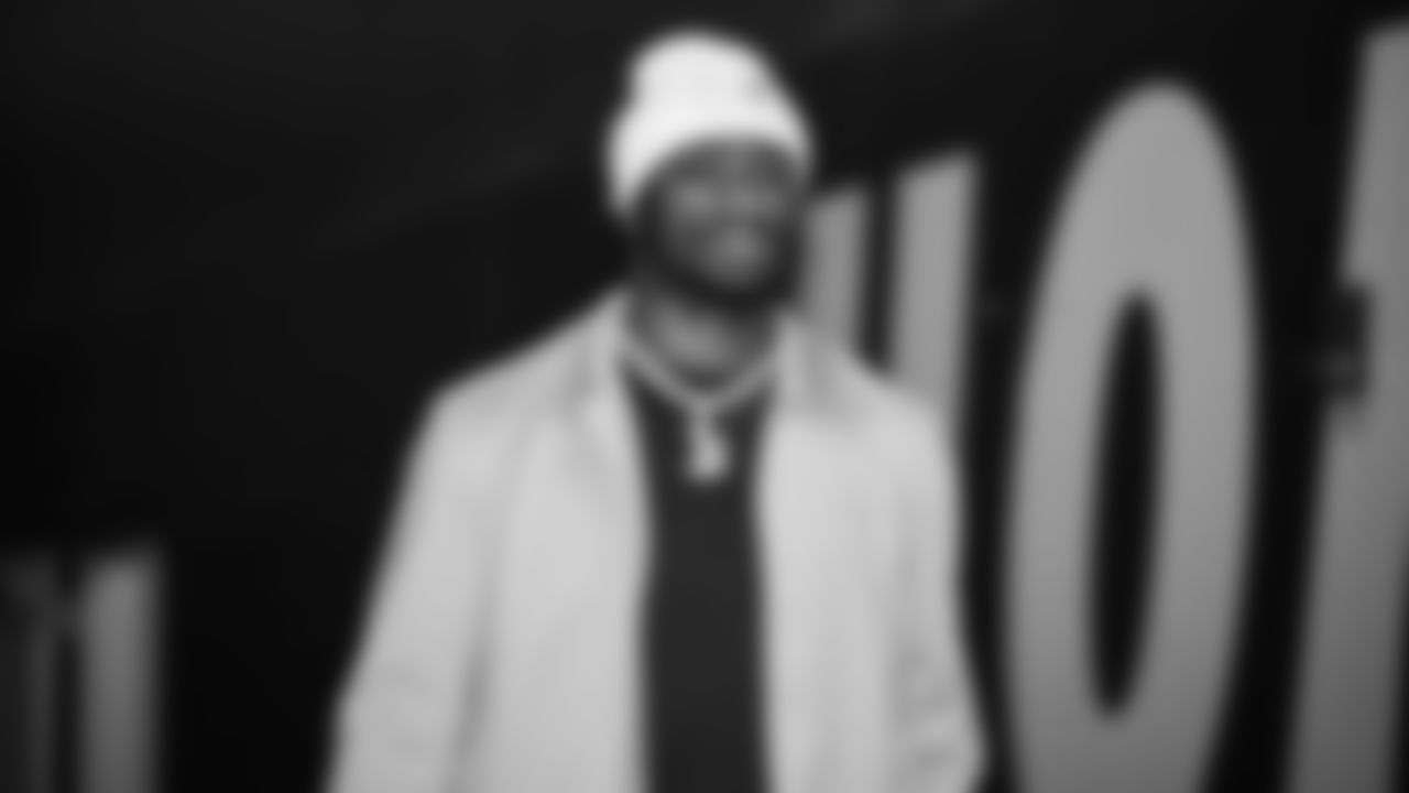 Seahawks quarterback Jalen Milroe (6) arrived at Lumen Field for the Week 16 matchup vs. the L.A. Rams.