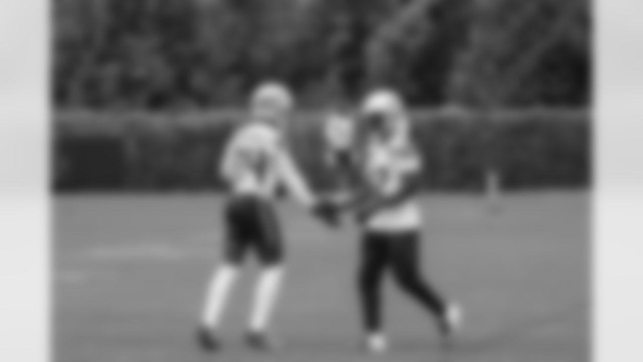 Seahawks cornerback Shemar Jean-Charles (34) and safety Jerrick Reed II (32) practiced on Friday, October 3, 2025 at the Virginia Mason Athletic Center.