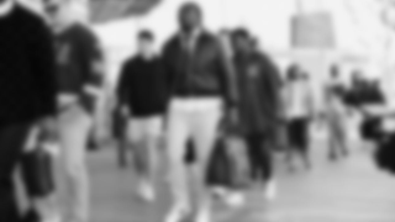 Seahawks tackle Charles Cross (67) arrived at Levi's Stadium for the Super Bowl LX matchup vs. the New England Patriots on Sunday, February 8, 2026.