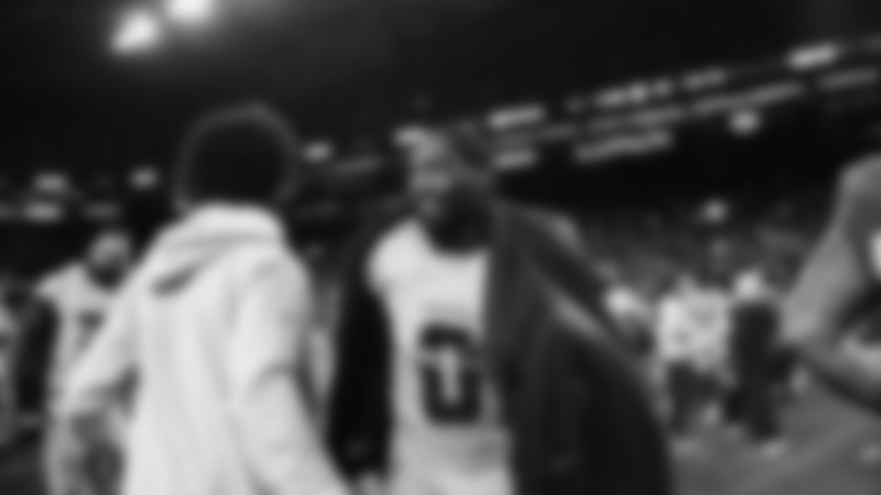 The Seahawks celebrated the 38-37 overtime-win vs. the L.A. Rams in Week 16.