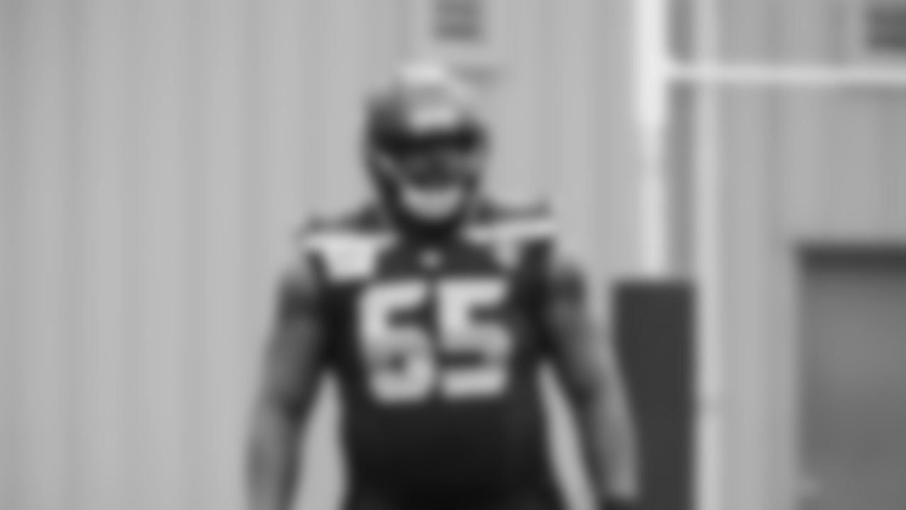 Seahawks tackle Michael Jerrell (65) practiced on day four of training camp on July 26, 2025 at the Virginia Mason Athletic Center.