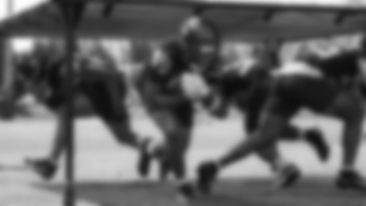 Seahawks running back Damien Martinez (22) participated in a workout on day four of OTAs on Monday, June 2, 2025 at the Virginia Mason Athletic Center.