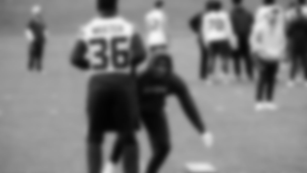 Seahawks cornerback Devon Witherspoon (21) and cornerback Isas Waxter (36) participated in a workout on May 14, 2025 at the Virginia Mason Athletic Center.
