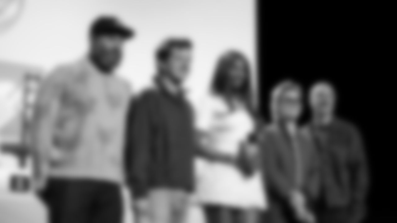 Apple Music's Ebro Darden, Zane Lowe, Charlie Puth, Coco Jones and Brandi Carlile pose for a photo at the Apple Music Halftime Show press conference ahead of the Super Bowl 60 football game on Thursday, February 5, 2026 in San Francisco. (Logan Bowles/NFL)