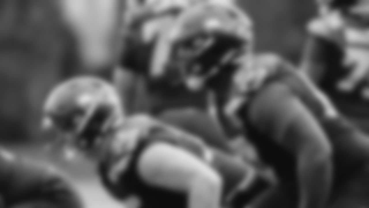 Seahawks tackle Charles Cross (67) practiced on Wednesday, January 14, 2026 at the Virginia Mason Athletic Center.