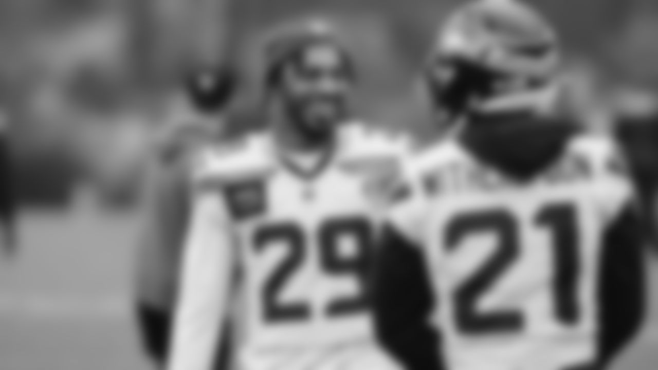 Seahawks cornerback Josh Jobe (29) and cornerback Devon Witherspoon (21) practiced on Thursday, January 29, 2026 at the Virginia Mason Athletic Center.