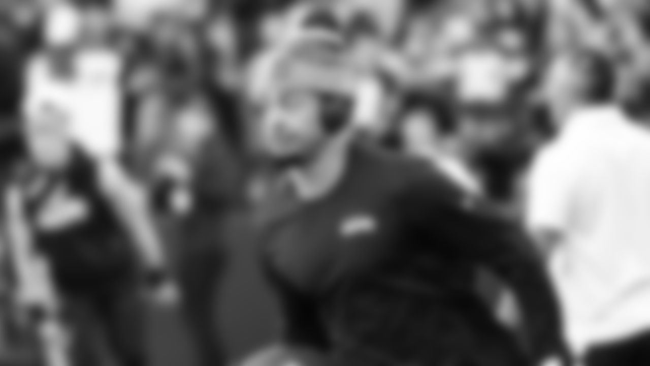 Seahawks wide receiver Jaxon Smith-Njigba (11) warms up at Lumen Field for the NFC divisional round game vs. the San Francisco 49ers on January 17, 2026.