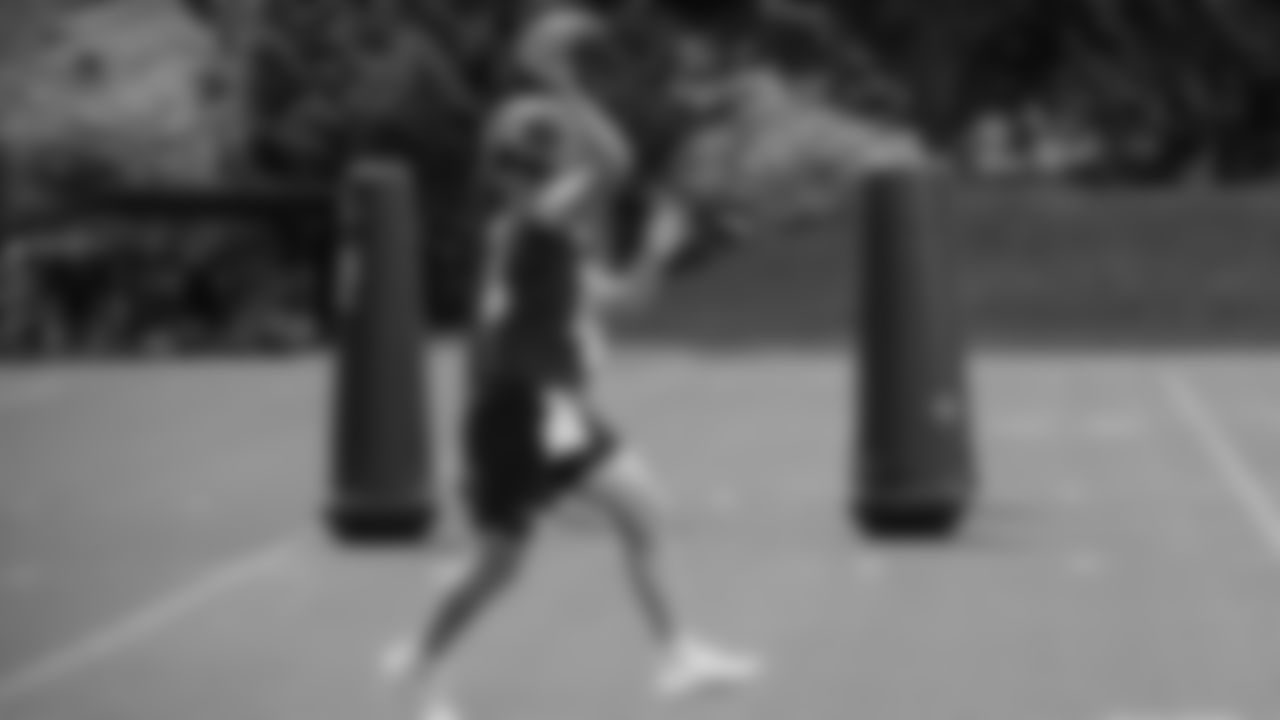 Seahawks quarterback Sam Darnold (14) practiced on August 19, 2025 at the Virginia Mason Athletic Center.