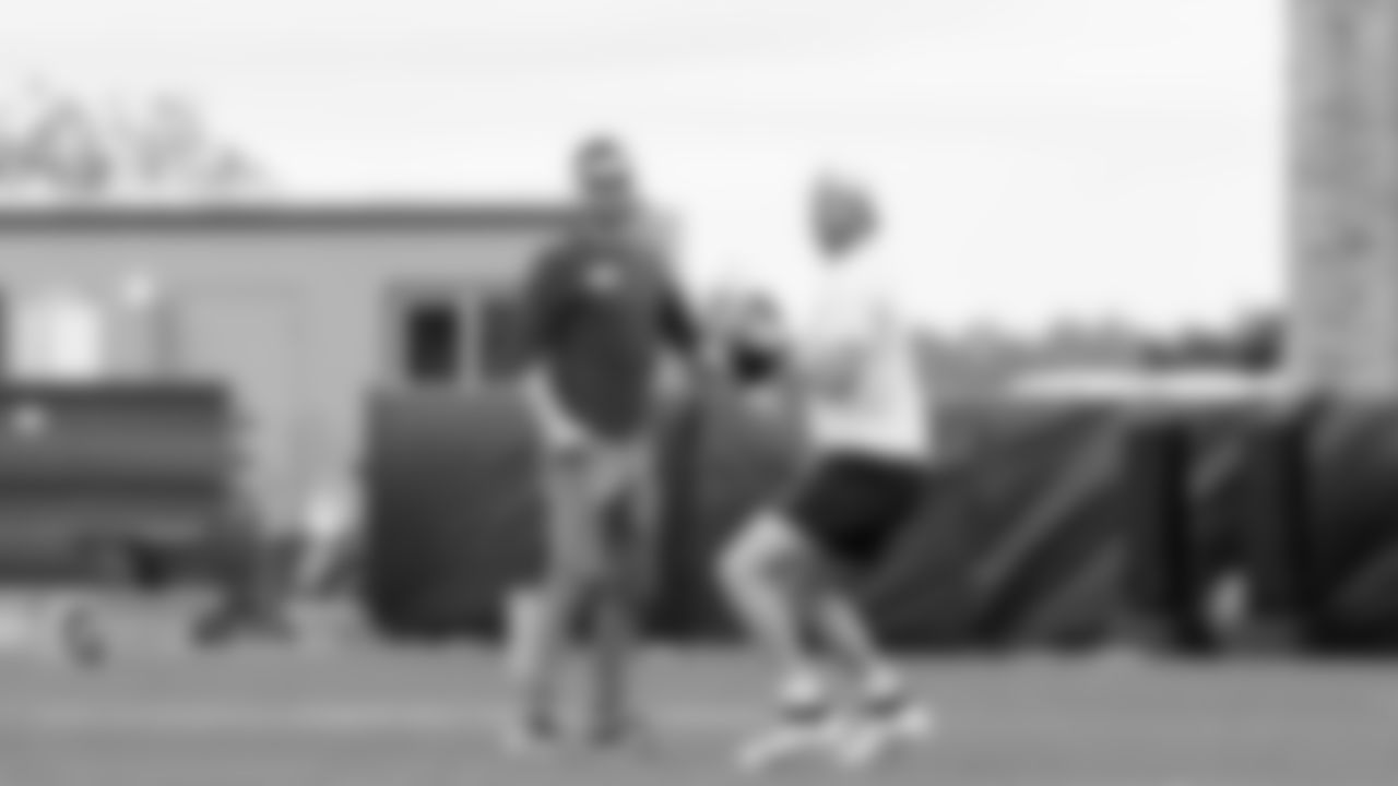 Seahawks quarterback Sam Darnold (14) participated in a workout on May 7, 2025 at the Virginia Mason Athletic Center.