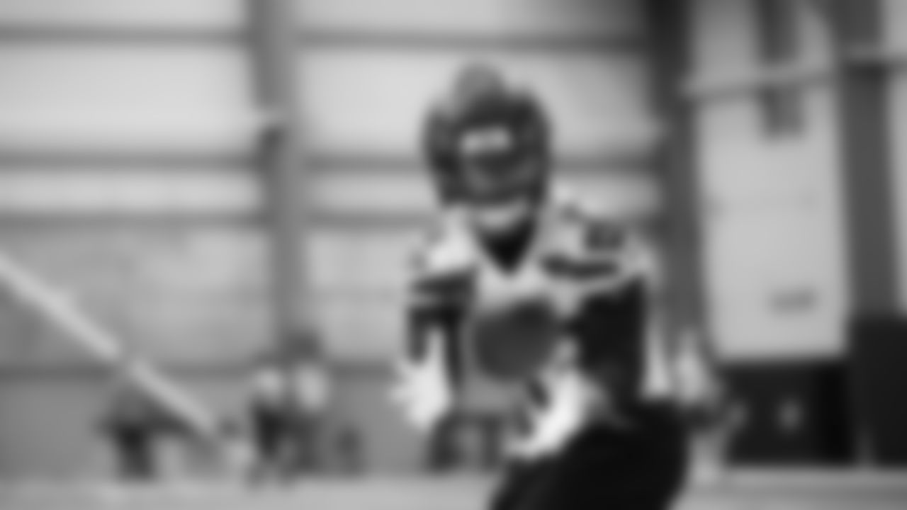 Seahawks running back Myles Gaskin (33) practiced on Friday, November 14, 2025 at the Virginia Mason Athletic Center.