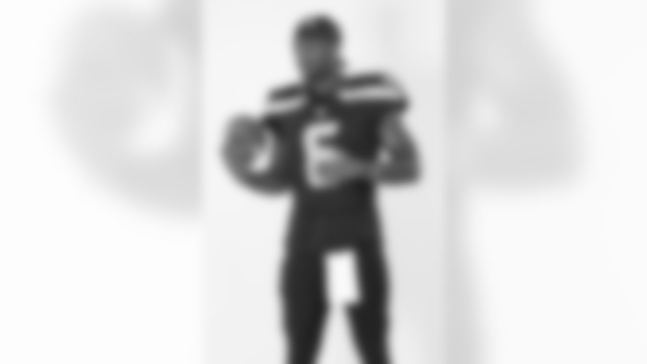 Seattle Seahawks quarterback Jalen Milroe (6) poses for a portrait during the NFLPA Rookie Premiere on Saturday, May 17, 2025 in Thousand Oaks, Calif. (Ben Liebenberg/NFL)