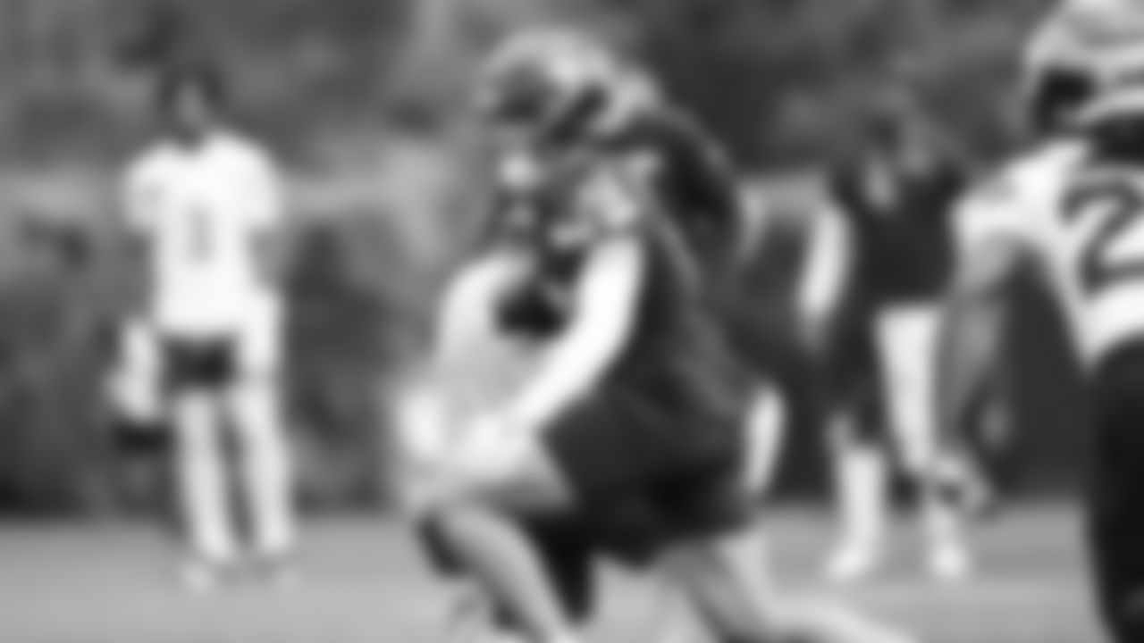 Wide receiver John Rhys-Plumlee (17) practiced on day two of rookie minicamp on May 3, 2025 at the Virginia Mason Athletic Center.