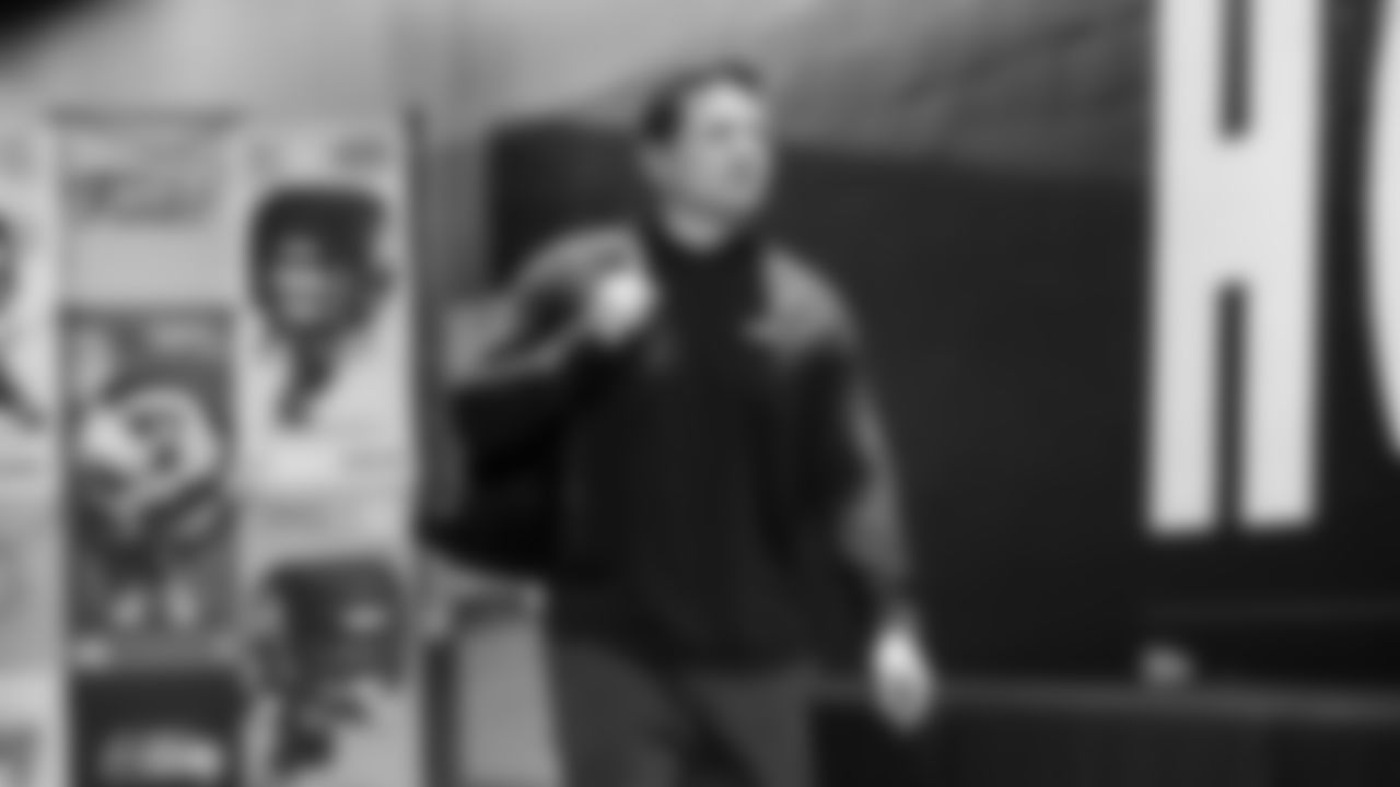 Seahawks head coach Mike Macdonald arrives at Lumen Field for the Week 10 matchup vs. the Arizona Cardinals.