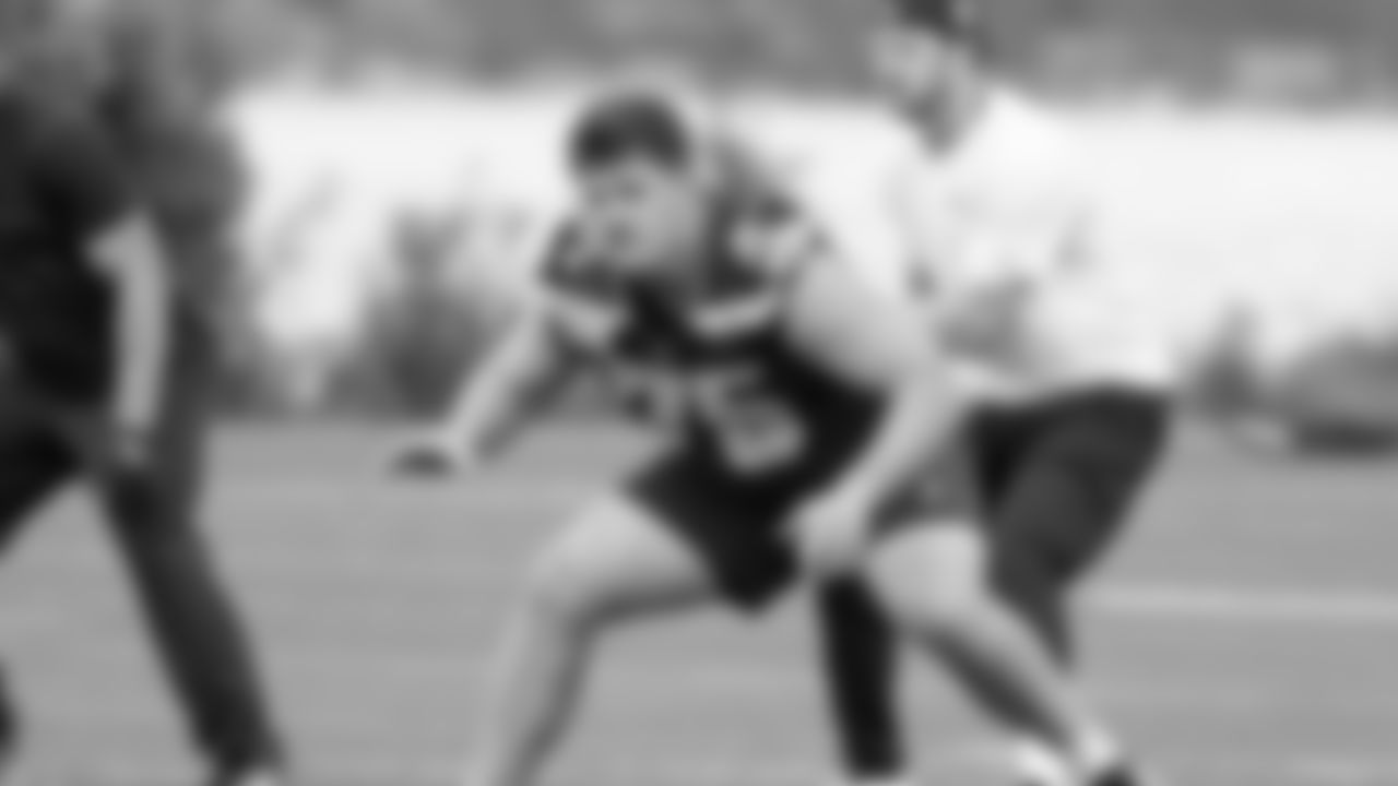 Seahawks guard Grey Zabel (76) participated in a workout on May 12, 2025 at the Virginia Mason Athletic Center.