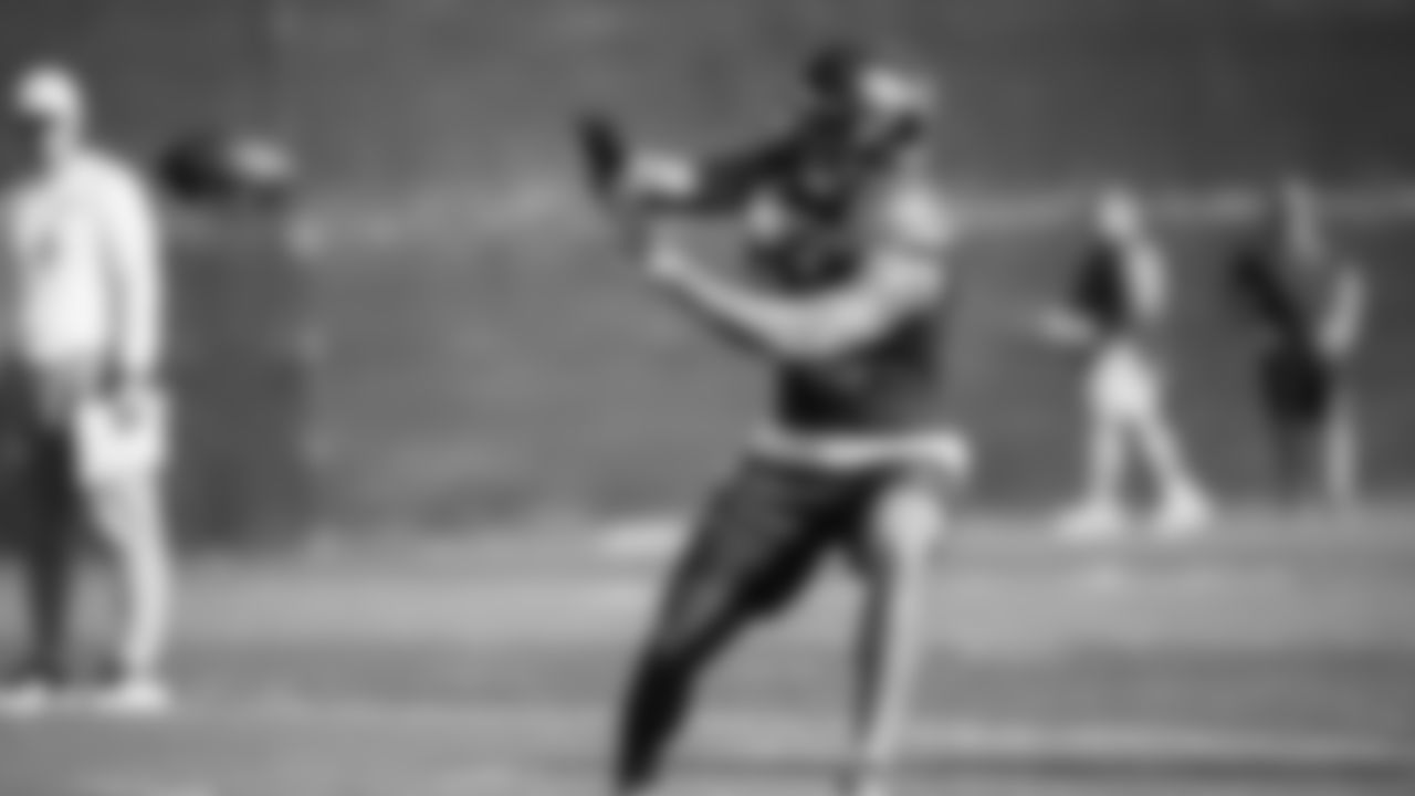 Seahawks tight end Elijah Arroyo (18) practiced on February 5, 2026 in San Jose, California.