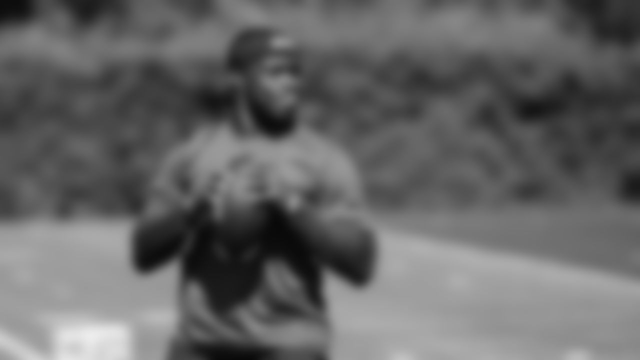 Seahawks quarterback Jalen Milroe (6) hit the field for practice on July 16, 2025 at the Virginia Mason Athletic Center.