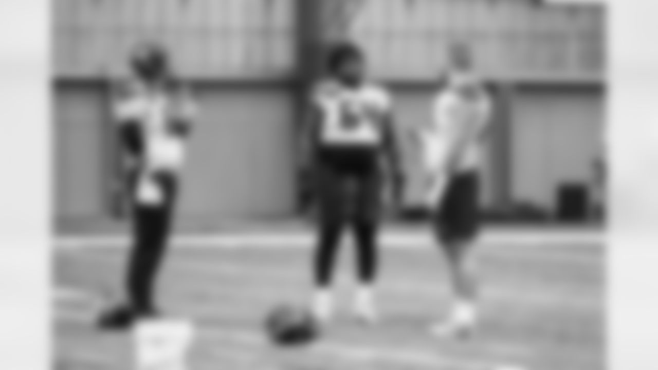 Seahawks center Mike Novitsky (60), guard Christian Haynes (64) and center Jalen Sundell (61) practiced at the Virginia Mason Athletic Center on Thursday, January 2, 2025.