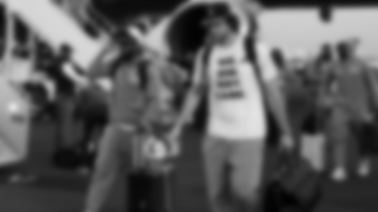 Seahawks cornerback Devon Witherspoon (21) and tight end AJ Barner (88) arrived in the Bay Area on Sunday, February 1, 2026.