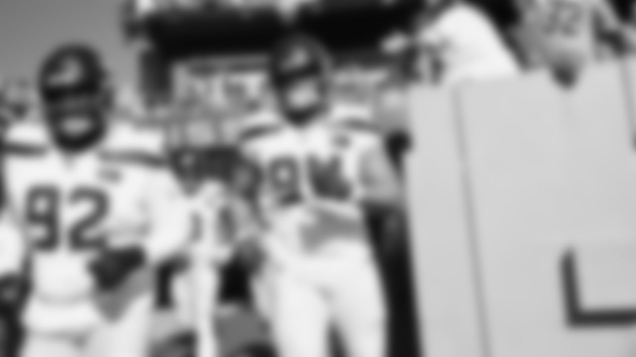 Seahawks defensive end Mike Morris (94) hit the field at Nissan Stadium for the Week 12 matchup vs. the Titans in Nashville, Tennessee.