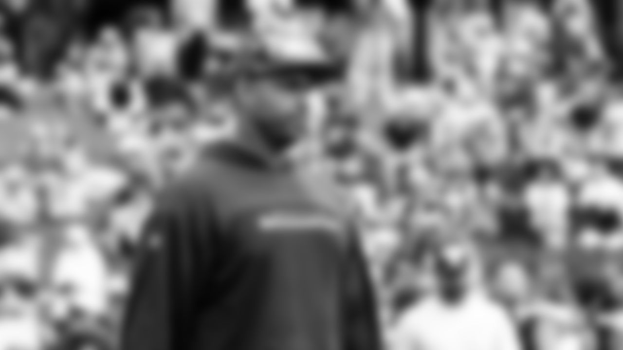 Seahawks defensive coordinator Aden Durde on day three of training camp on July 25, 2025 at the Virginia Mason Athletic Center.