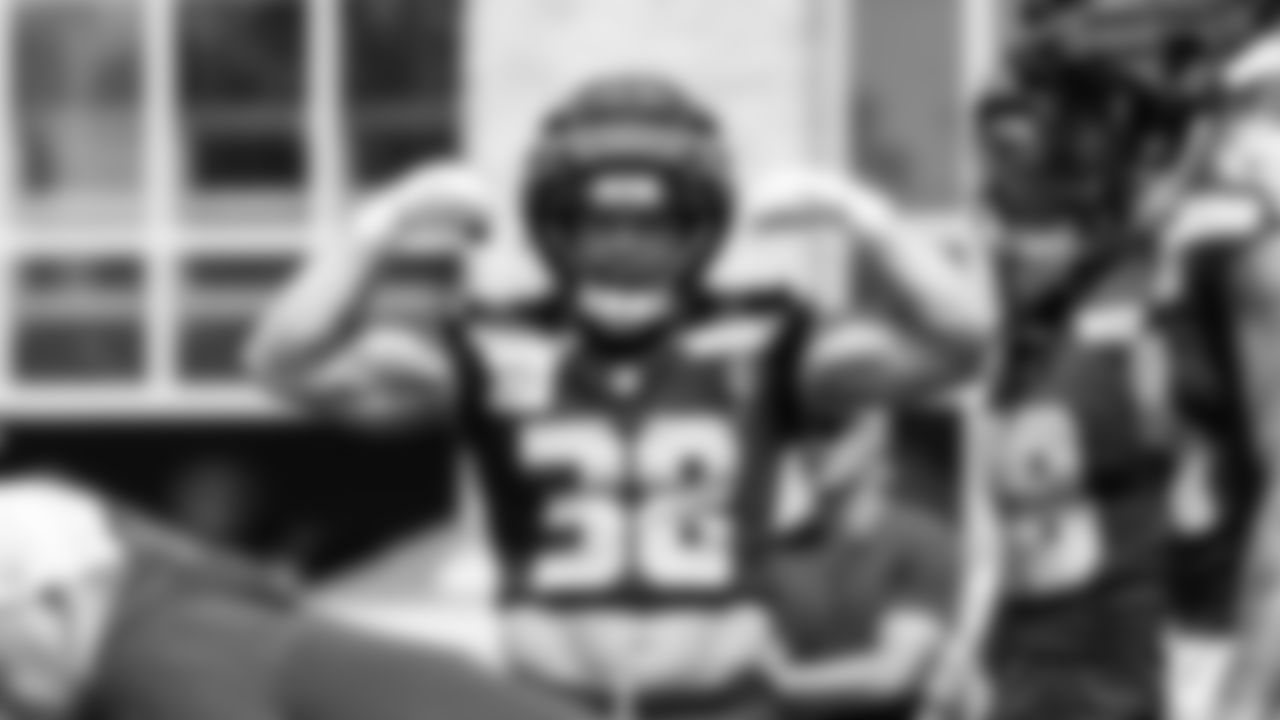 Seahawks fullback Brady Russell (38) practiced on August 1, 2025 at the Virginia Mason Athletic Center.