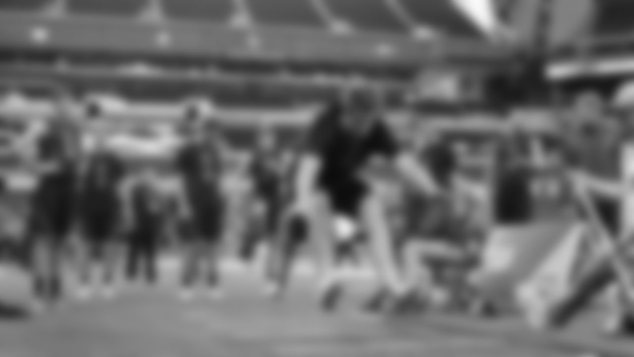 Southern California quarterback Sam Darnold participates in the broad jump during the 2018 NFL Scouting Combine on Saturday, March 3, 2018 in Indianapolis. (Ben Liebenberg via AP)