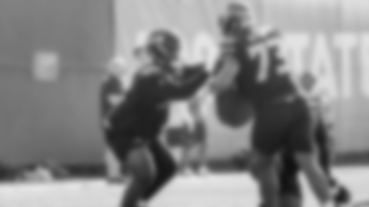 Seahawks tackle Josh Jones (74) practiced on February 5, 2026 in San Jose, California.