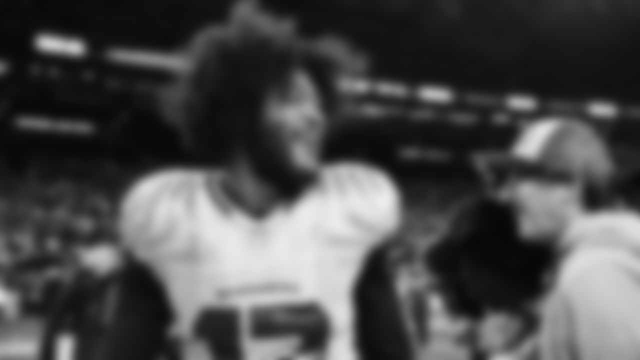 The Seahawks celebrated the 38-37 overtime-win vs. the L.A. Rams in Week 16.