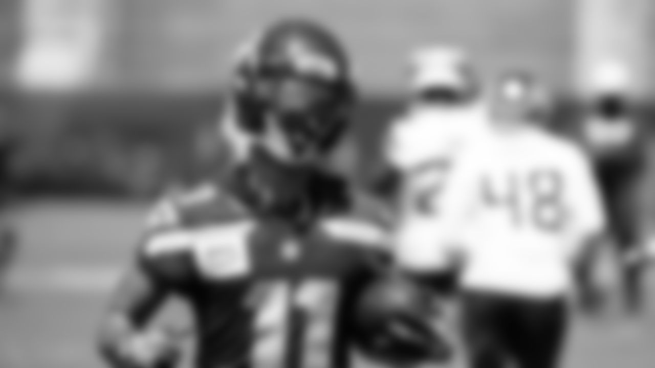 Seahawks wide receiver Jaxon Smith-Njigba (11) participated in a workout on day one of OTAs on Tuesday, May 27, 2025 at the Virginia Mason Athletic Center.