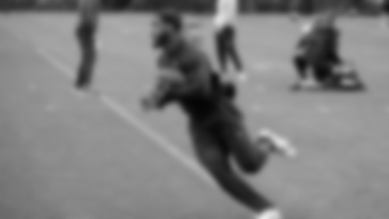 Seahawks running back Kenny McIntosh (25) participated in a workout on May 14, 2025 at the Virginia Mason Athletic Center.