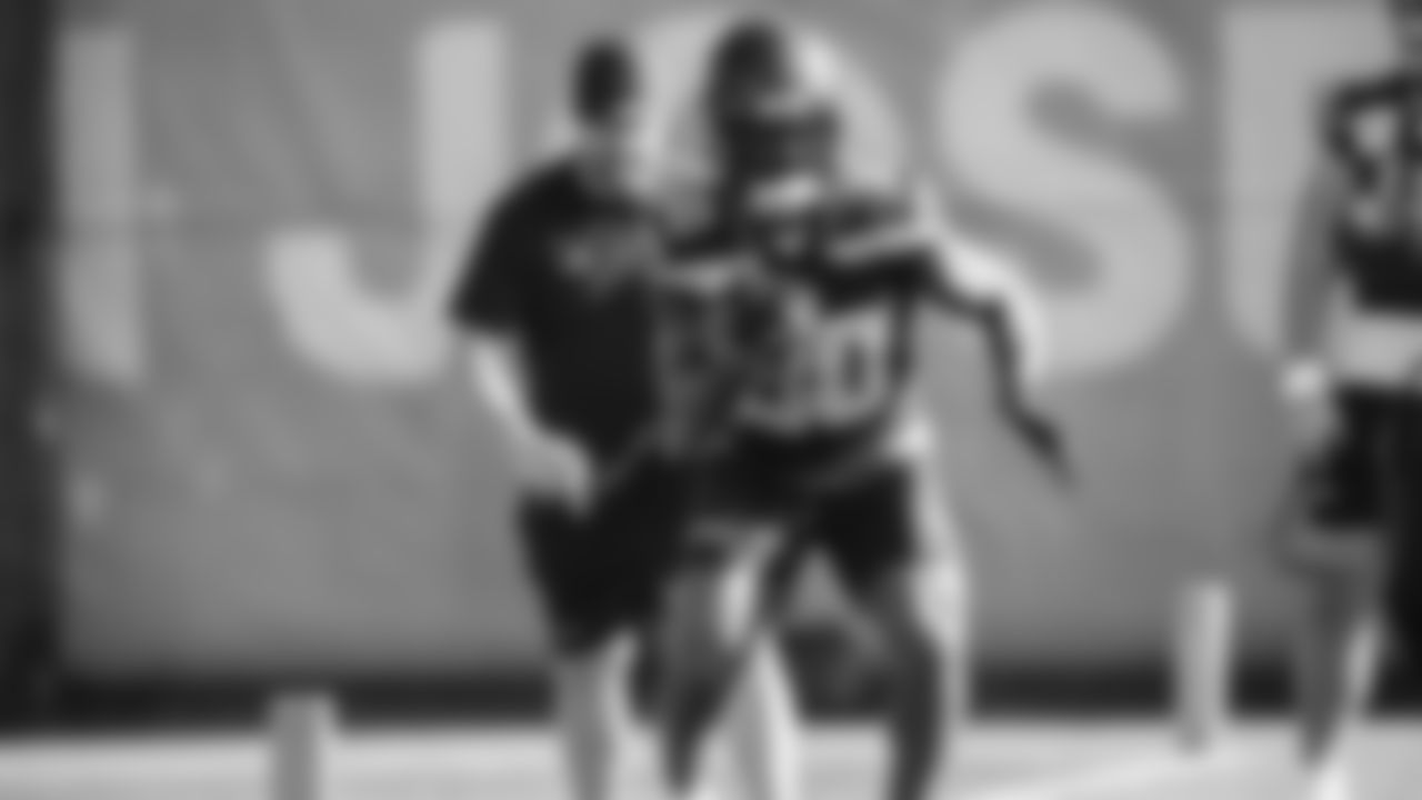 Seahawks running back Cam Akers (30) practiced on February 5, 2026 in San Jose, California.