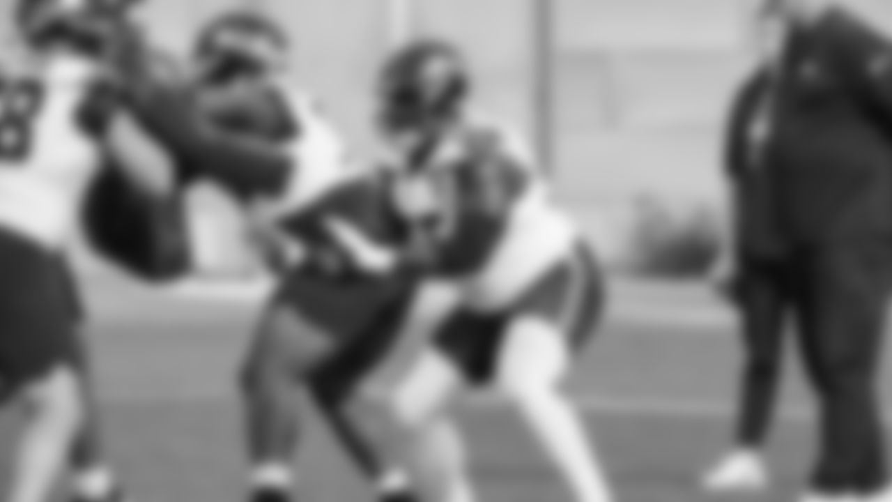 Seahawks center Olu Oluwatimi (55) practiced on Thursday, October 9, 2025 at the Virginia Mason Athletic Center.