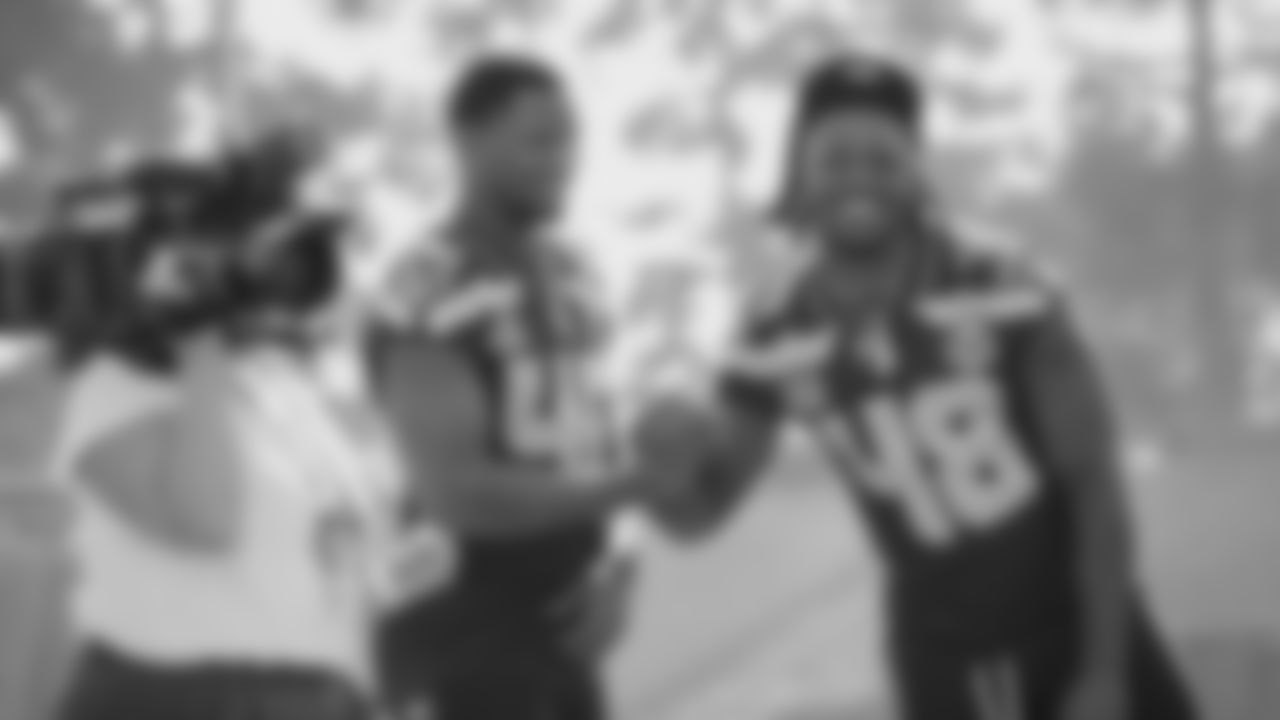 Seahawks linebacker Ja'Markis Weston (46) and linebacker Tyrice Knight (48) during the Super Bowl LX team photo on February 7, 2026.