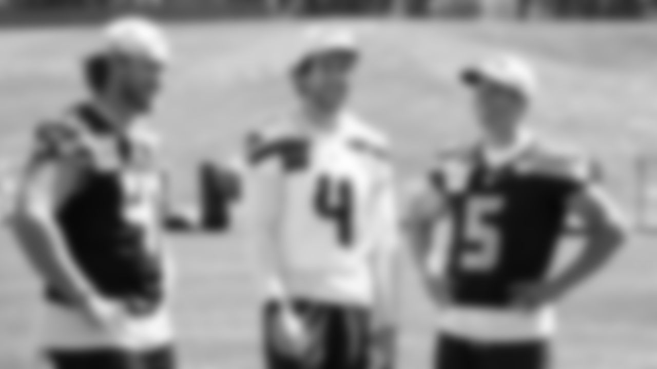 Seahawks long snapper Chris Stoll (41), Seahawks punter Michael Dickson (4) and kicker Jason Myers (5) participated in a workout on day three of OTAs on Friday, May 30, 2025 at the Virginia Mason Athletic Center.