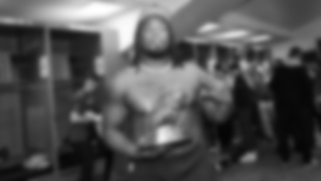 The Seahawks celebrate the 31-27 win vs. the Rams in the NFC Championship on Sunday, January 25, 2026.