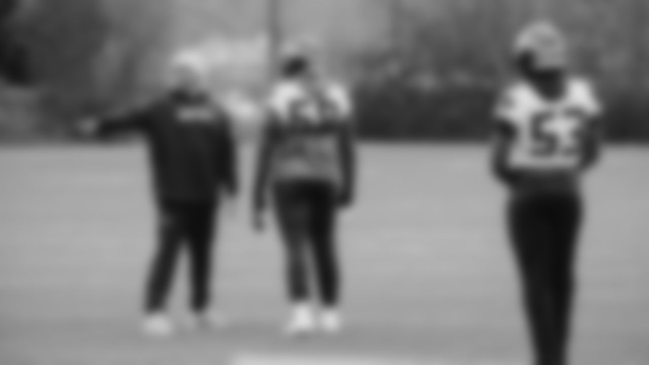 Seahawks linebacker Derick Hall (58) and linebacker Boye Mafe (53) practiced on Wednesday, January 7, 2026 at the Virginia Mason Athletic Center.