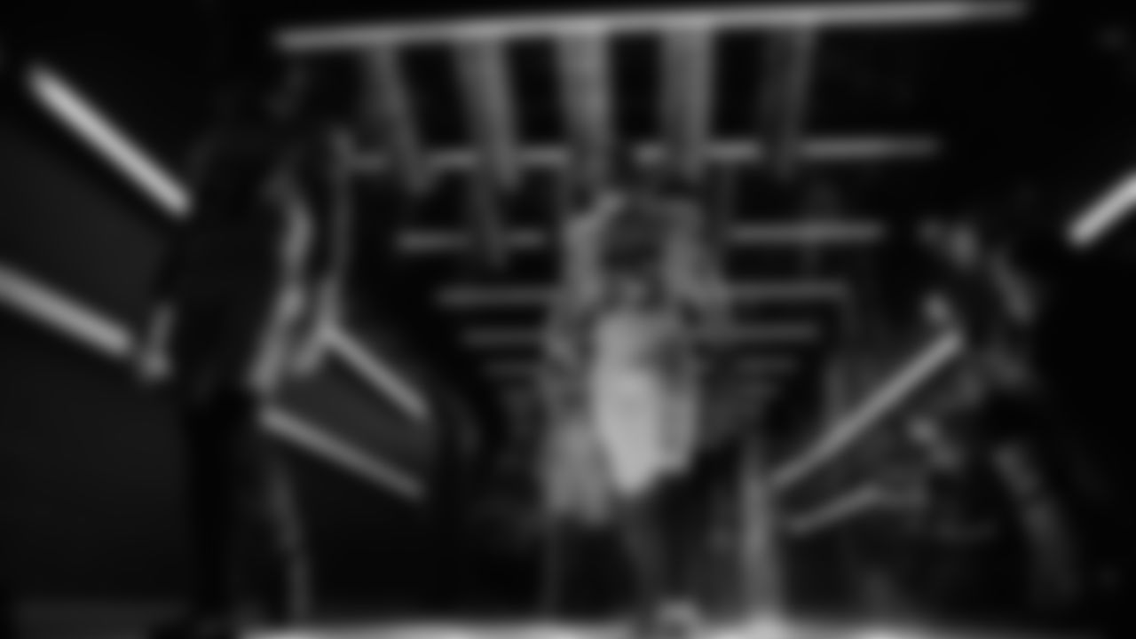 Seahawks tight end Nick Kallerup (89) walks through the Emerald Queen Casino tunnel club at Lumen Field for the Week 16 matchup vs. Rams.