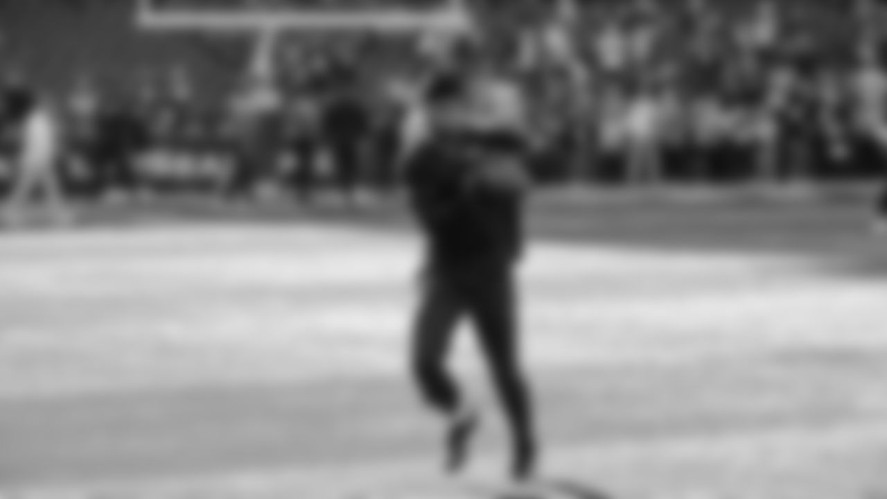 Seahawks safety Coby Bryant (8) warms up at Lumen Field for the Week 10 matchup vs. the Arizona Cardinals.