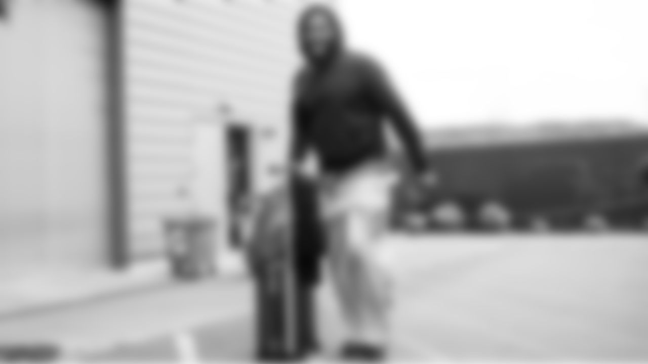 Seahawks linebacker Ernest Jones IV (13) departed the Virginia Mason Athletic Center for the Week 12 trip to Nashville, Tennessee on Friday, November 21, 2025.