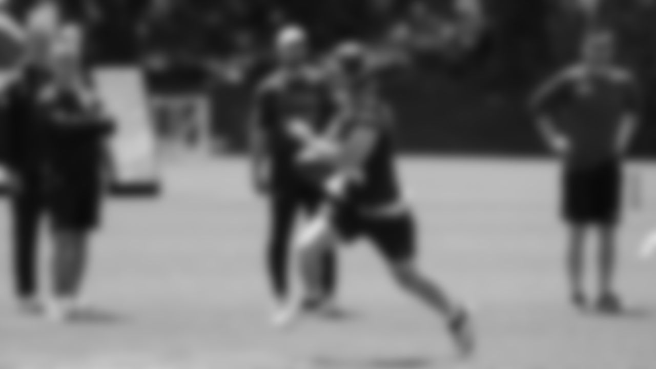 Seahawks quarterback Sam Darnold (14) participated in a workout on day six of OTAs on Thursday, June 5, 2025 at the Virginia Mason Athletic Center.
