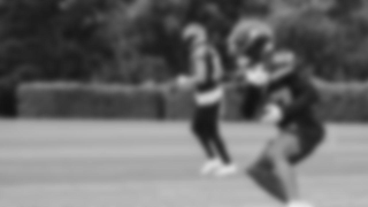 Seahawks wide receiver Montorie Foster Jr. (87) practiced on day three of training camp on July 25, 2025 at the Virginia Mason Athletic Center.