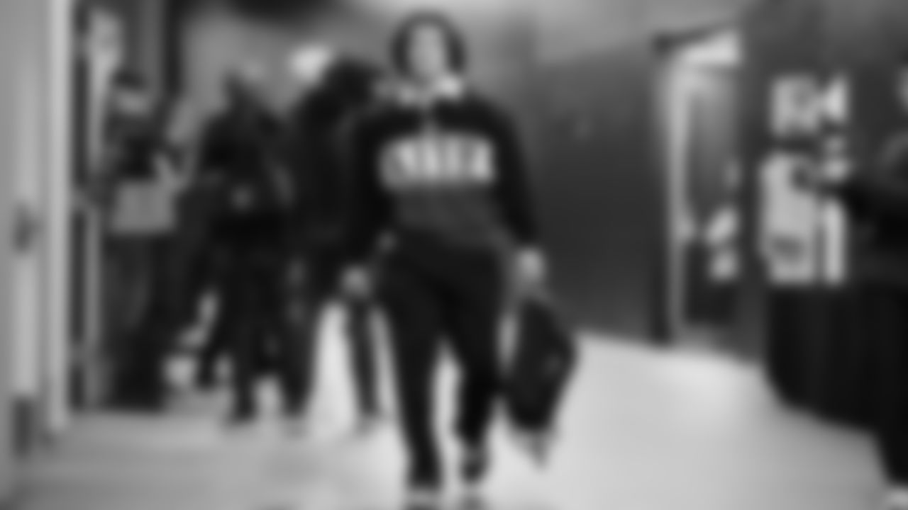 Seahawks linebacker Drake Thomas (42) arrived at Lumen Field for the NFC divisional round game vs. the San Francisco 49ers on January 17, 2026.