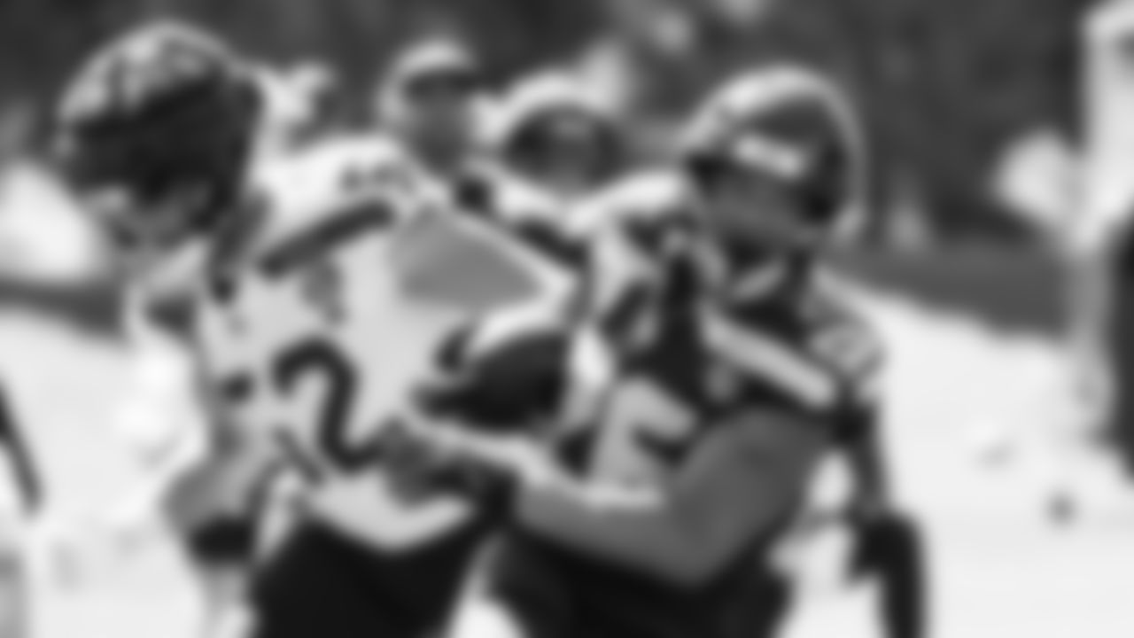 Seahawks running back Zach Charbonnet (26) practiced on August 12, 2025 at the Virginia Mason Athletic Center.