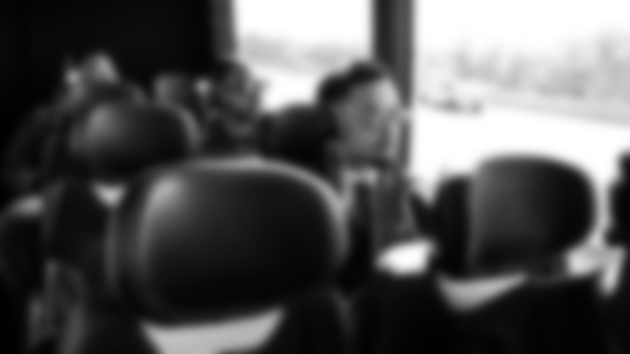 On game day, Seahawks receiver Jaxon Smith-Njigba and teammates make the ride from the team hotel to Levi's Stadium for Super Bowl LX.