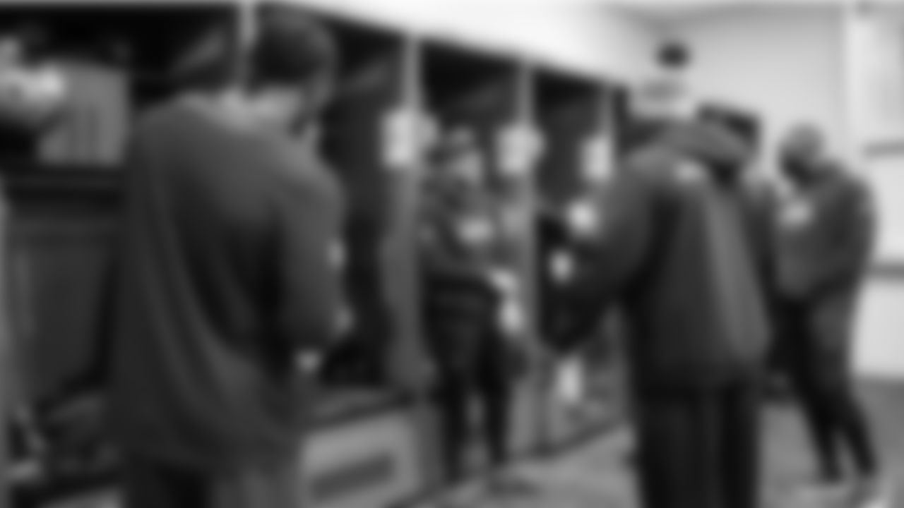 Cooper Kupp and the receiving corps meet in the locker room before heading to early warmups.