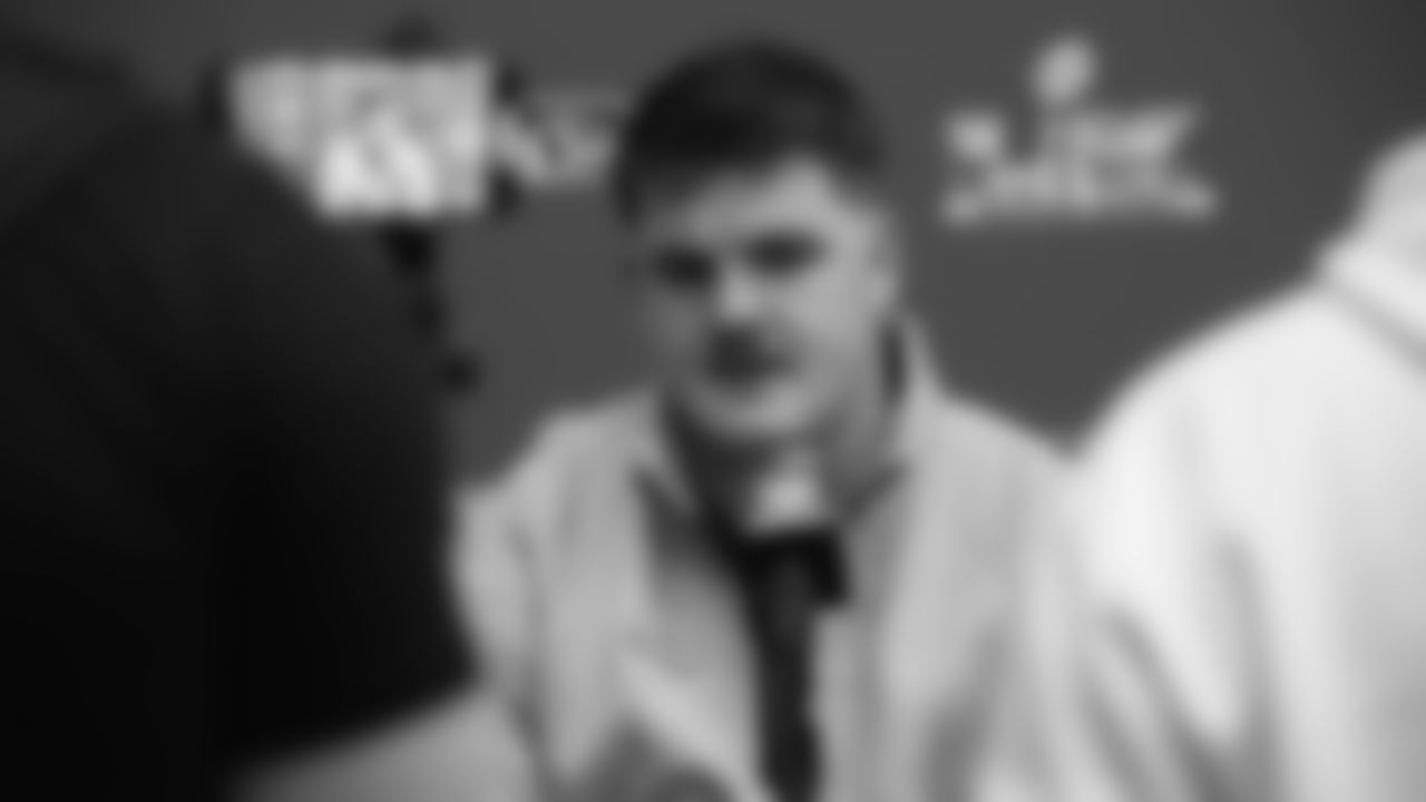 Seahawks guard Grey Zabel (76) at day one of press conference Media Availability on February 3, 2026.