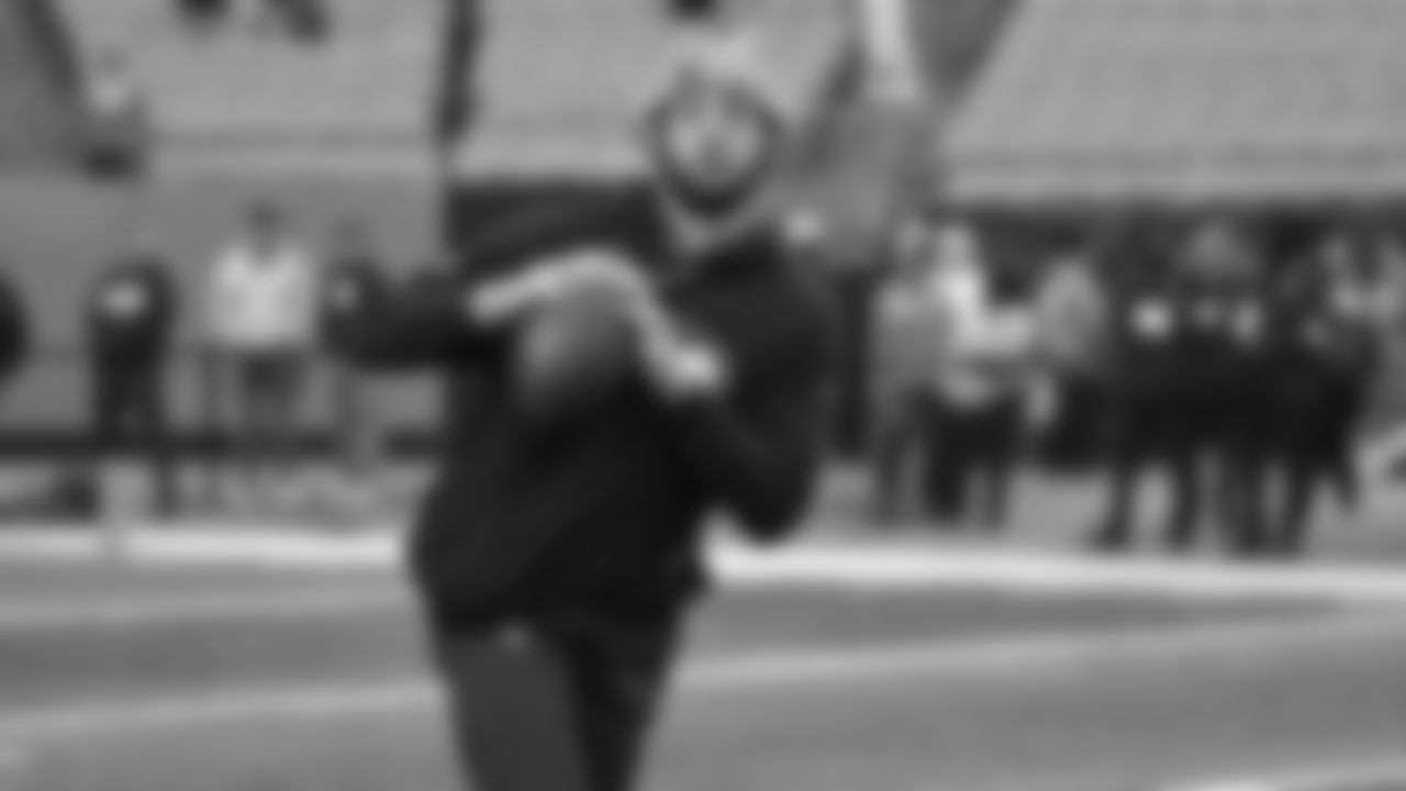 Seahawks wide receiver Cody White (82) warms up at Bank of America Stadium for the Week 17 matchup vs. Panthers on December 28, 2025.